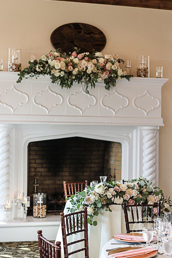 A sweetheart table arrangement for a wedding at The Bridges Clubhouse